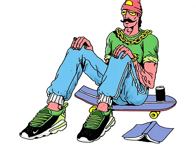 Chilling.. bro illustration skateboard