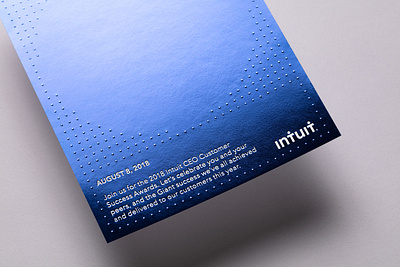 Intuit Customer Success Award - Invitation blue branding color design embossing identity invitation layout paper print stationary