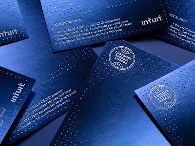 Intuit Customer Success Award - Invitation award blue blueprint branding embossing intuit paper printing technique san francisco stationary