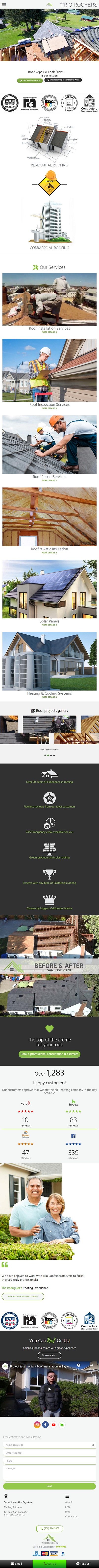 Trio Roofers mobile layout branding design elementor elementor pro elementor pro illustration logo mobile design mobile ui