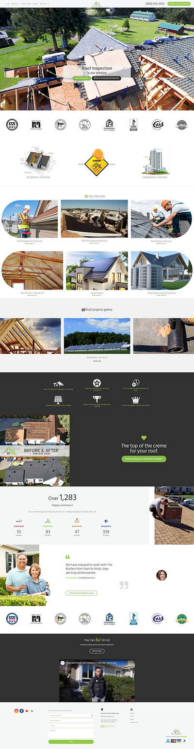 trioroofers com bayarea branding design elementor elementor pro elementor pro illustration logo roofers roofing ui webdesign