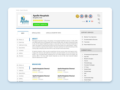 Healthcare portal hospital isting detail page design healthcare listing page ui ui design uidesign ux ux design uxdesign web web design website design
