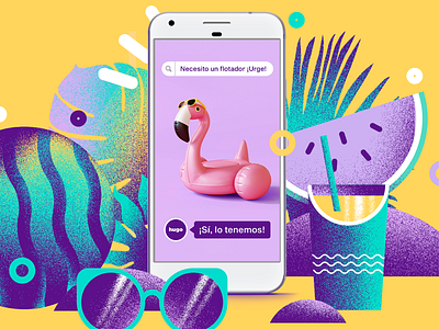 hugoMarket | Summer Campaign app art artwork beach branding drink groceries grocery grocery app illustration summer superapp tropical vector