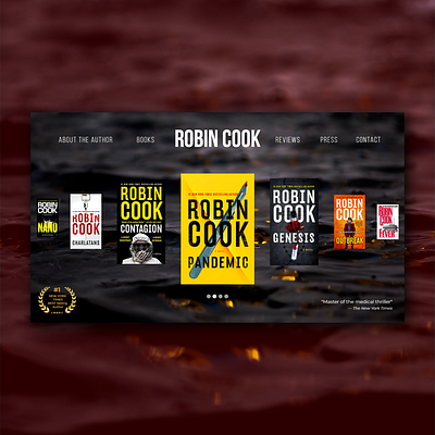 Web Design idea for the Famous Author Robin Cook adobe xd author award winning book brand design branding doctor front end homepage idea inspiration medical medical thriller slider thriller ui ux ux web design webdesign website