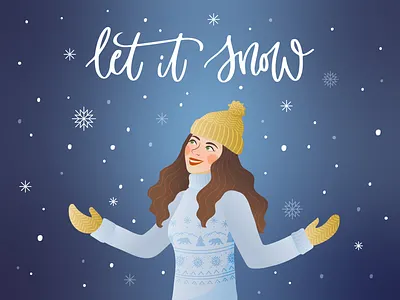 Snow adobe illustrator calligraphy character design girl illustration gradient design handlettering illustration illustrator vectorart woman illustration