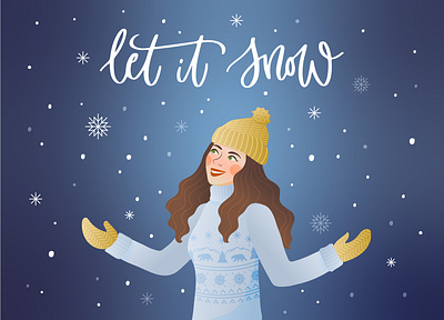 Snow adobe illustrator calligraphy character design girl illustration gradient design handlettering illustration illustrator vectorart woman illustration