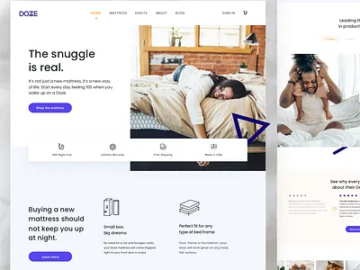 Doze Mattress Homepage bed bedding box cart ecommerce ecommerce business ecommerce design ecommerce shop illustration logo mattress packaging sheets shop shopping sleep sleeping store trial warranty