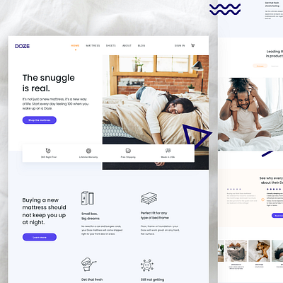 Doze Mattress Homepage bed bedding box cart ecommerce ecommerce business ecommerce design ecommerce shop illustration logo mattress packaging sheets shop shopping sleep sleeping store trial warranty