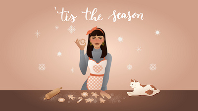 Gingerbread adobe illustrator animal art cat character design design girl illustration gradient design illustration vectorart woman illustration