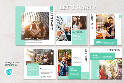 Instagram Feed Template - Lets Party branding design graphicdesign instagram instagram post instagram story instagram template party