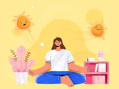 Stay healty, Good energy ☘️ animation character coronavirus flat flat design flat illustration fun happy healty illustration illustration art illustration design illustration digital illustrations illustrator meditation minimal pastel vector yoga