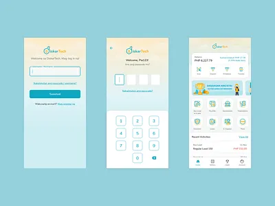 DiskarTech App branding cards dailyui dashboard design fintech gradient icons illustration login login screen ui vector