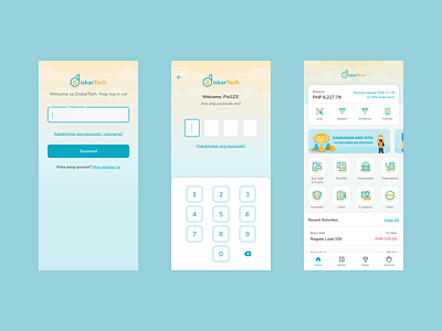DiskarTech App branding cards dailyui dashboard design fintech gradient icons illustration login login screen ui vector