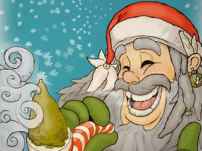 Chronic Christmas cannabis christmas christmas card funny holidays illustration pencils photoshop photoshop art santa sketch x mas
