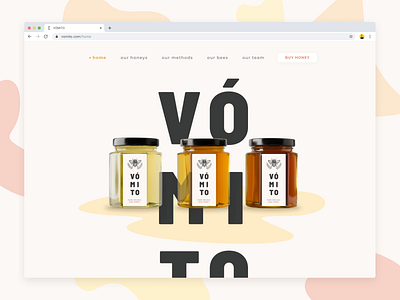 Vómito Splash Page bees branding design ecommerce honey logo packaging photography photoshop product ui uidesign visual design webpage website website design