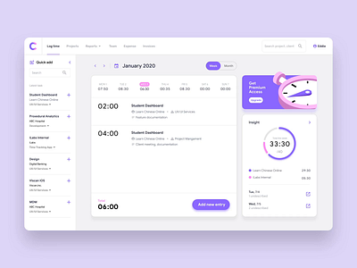 Time Logging Interaction | Project Management App animation app dashboard datepicker design interaction interface log motion product project management task time tracking ui ux web website