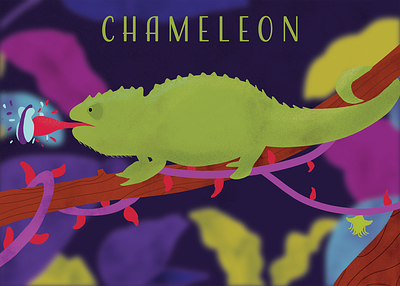 Chameleon adobe calendar chameleon color cute cute animal design graphic design natural nature poster savetrees vector art vegan vibrant