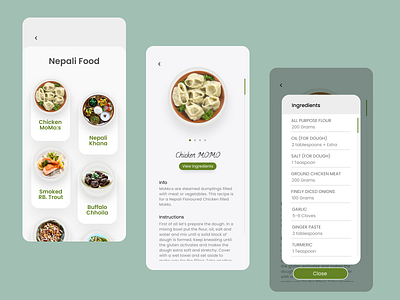 Recipe #DailyUI #040 040 daily ui dailyui dailyui 040 dailyui040 dailyuichallenge dumplings figma figmadesign fish food momo recipe recipe app simple ui