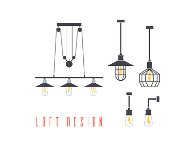 light bulbs banner bulb design edison factory flat home illustration industrial interior lamp led light loft lumen metal minimalism office style vector