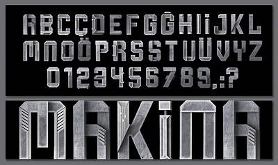 Machine Font alphabets font fonts handmadefont handmadetype iron iron font machine mechanic type typography