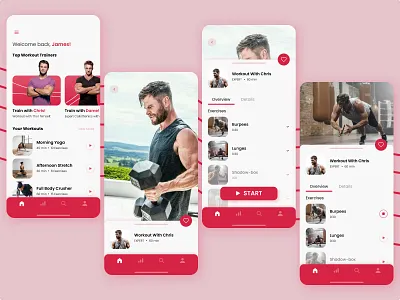 Home Workout - Fitness App calories design exercise fitness fullbody health hemsworth pushup ui uidesign ux workout