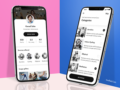 Fitness Training App android app design fitness app fitness center innofied ios app mobile app trainer ux design ux design agency