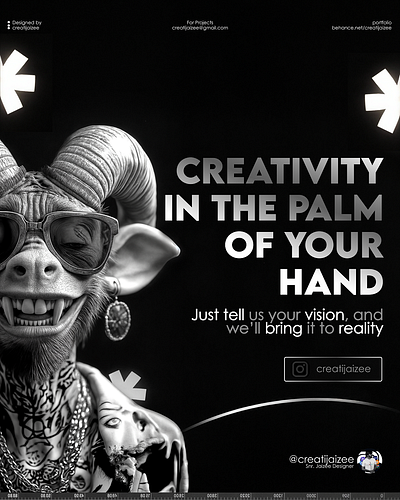 Creativity in the palm of your hand 3d animation branding creative designs graphic design logo minimalist design minimalist social media post modern design modern social media post motion graphics social media designs social media post ui