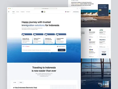 Redesign of Government Immigration Landing Page ai application clean government immigration indonesia landing page landing page design modern news passport plane resident ship ui ux visa web design website website design