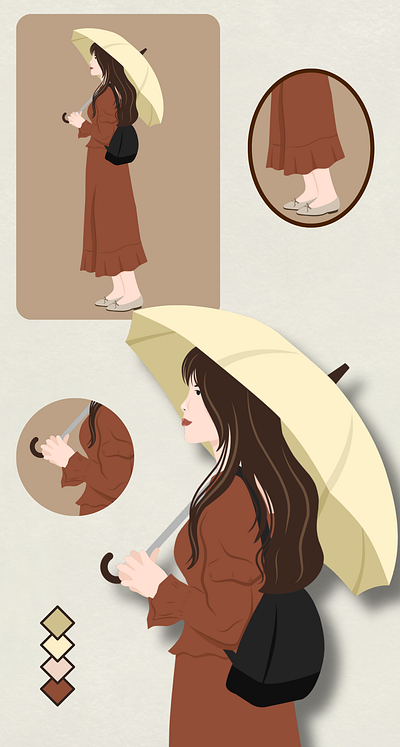 Rainy Season Muse | Vector Women Portrait adult profile asian woman beautiful lady beauty avatar character design digital art digital drawing female fashion feminine art feminism flat style graphic design hand drawn illustration artists portrait illustration pretty women rainy season vector art vector portrait young girl