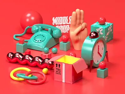 Middle Boop Website Illustrations 03: TRUST 3d c4d cinema 4d design drawing illustration
