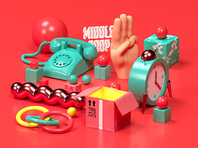 Middle Boop Website Illustrations 03: TRUST 3d c4d cinema 4d design drawing illustration