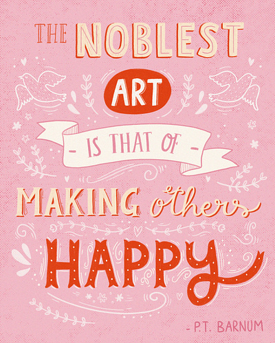 PT Barnum Quote digital illustration editorial illustration folk art hand lettered quote hand lettering illustration lettering plants pt barnum quote