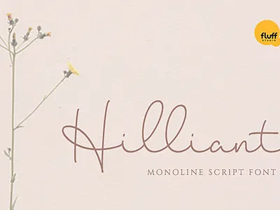 Hilliant - Monoline Script Font cursive decorative feminine font font design handlettering handwritten monoline script signature typeface