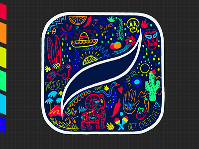 PROCREATE APP ICON in neon mexican style appicon art design illustation neon procreate rebound