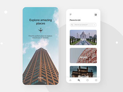 Travel Mobile App UI clean ui explore mobile app mobile design mobile ui mockup places search search results simple travel ui ui design