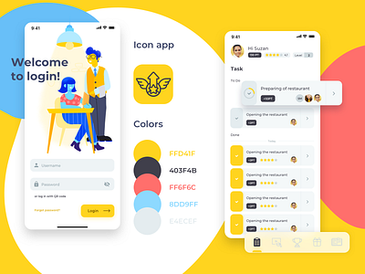 Restaurant Manager App app application design ios level level up light manager product design restaurant task team ui ux ux design works yellow