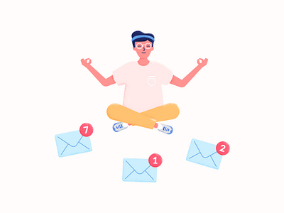 Levitating calm character design flat illustration lines meditate relax vector