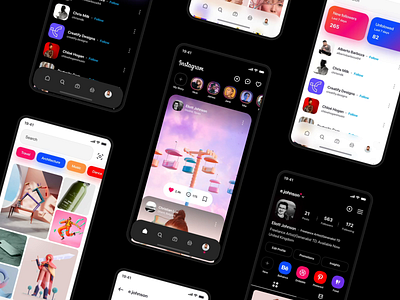 Instagram app Dark Mode app app design app designer apple application design inspiration insta design insta ui instagram instagram app ui ui design ux ux design