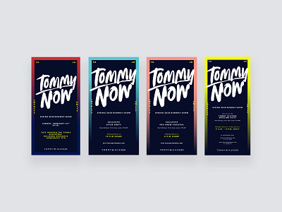 TOMMYNOW Run Show Evites branding branding design design evites graphic design icon invitation card invitation design invitations lettering logo runshow typography vector