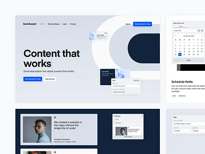 Design Hero — Bondlayer CMS blue button clean clean ui cleandesign desktop desktop design features features page hero hero image hero section minimalist navbar product product design productdesign sections tag tags