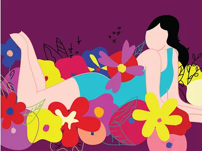 floral girl background beautiful cute decoration design fashion floral flower girl graphic illustration nature pattern print spring summer textile trendy vector wallpaper