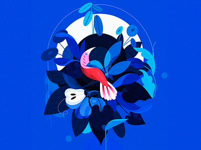 Red & Blue art blue colors concept flat fruits geometry illustration jungle leaves nature red shapes texture vector