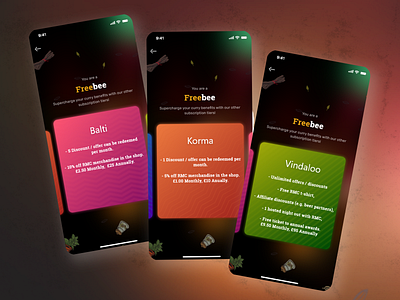 Food Application Subscription Screens app design icon illustration illustrator ui ux vector
