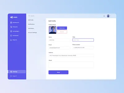 User Profile Webapp | Daily UI 006 account account page account settings dailyui dailyui006 dailyuichallenge edit profile form minimal profile ui user profile userprofile web app webapp webapps