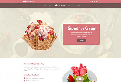 Ice Cream Shop Parlour WordPress Theme bakery bakery shop cake shop wordpress theme