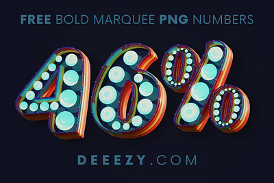 Bold Marquee - Free 3D Numbers 3d 3d letters 3d numbers decorative deeezy display font font free free font free graphics free typography freebie headers light bulbs logo marquee png retro typography vintage