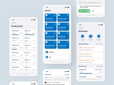 Maturita tests blue app czech design language appp maturita mobile app mobile apps modern product design test test app ui webdesign