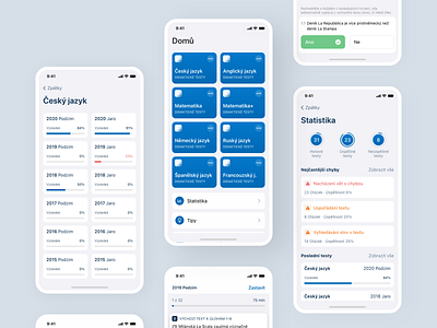 Maturita tests blue app czech design language appp maturita mobile app mobile apps modern product design test test app ui webdesign