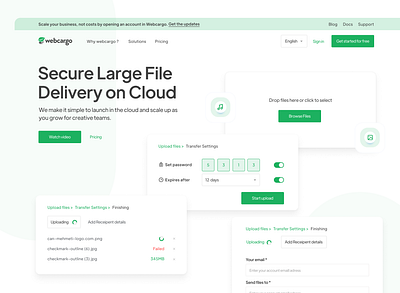 Secure Large File Delivery on Cloud - Webcargo canada cloud cloud app expired expiredlink file file manager file sharing file upload filemanagement files filesharing filetransfer green vuejs webcargo webdesign website