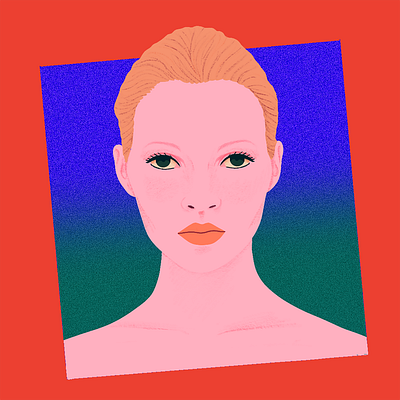 Kate Moss I colorful girl illustration kate moss portrait procreate rgb texture